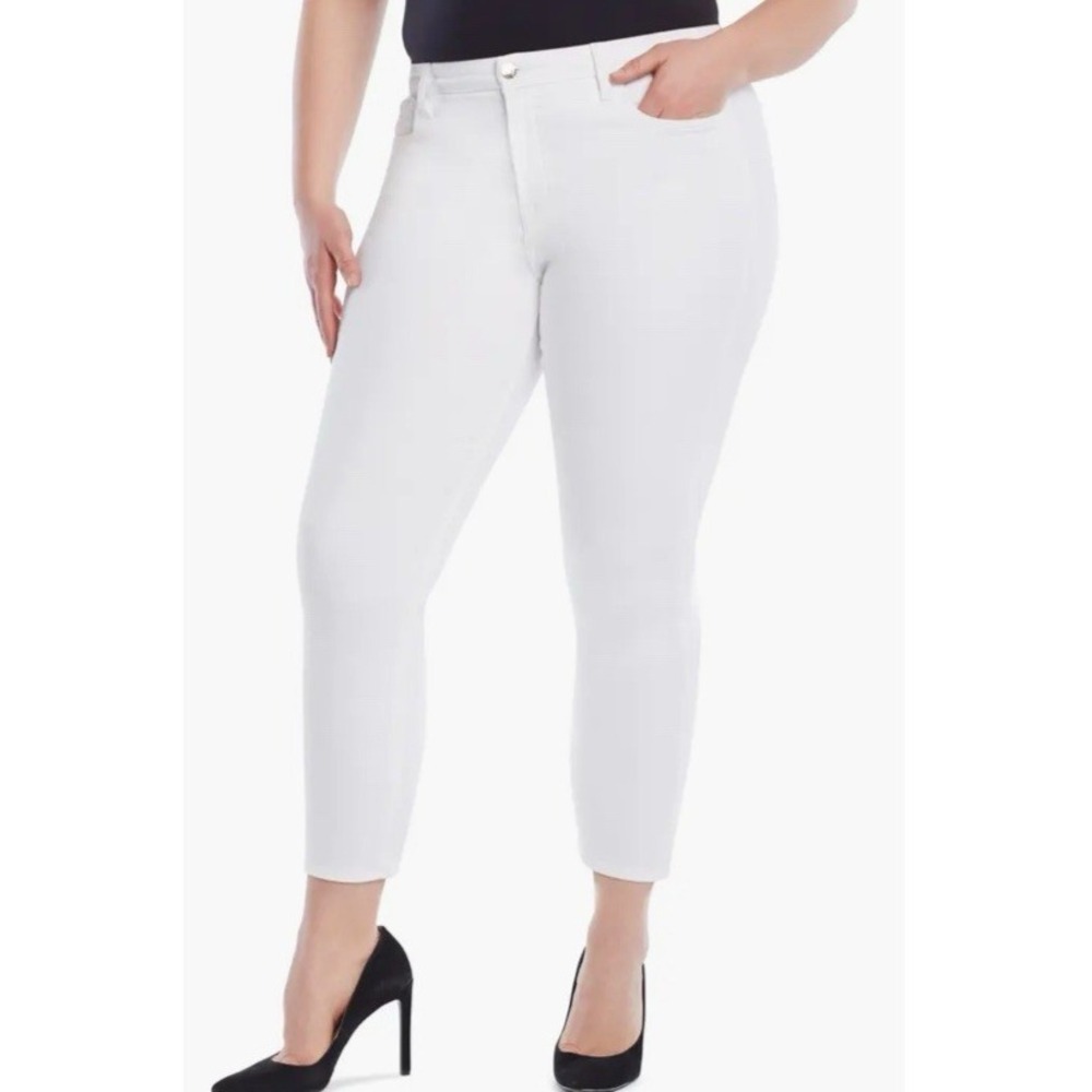 JEN7 7 for All Mankind Mid Rise Cropped Skinny Jeans Womens Size 8 White Denim